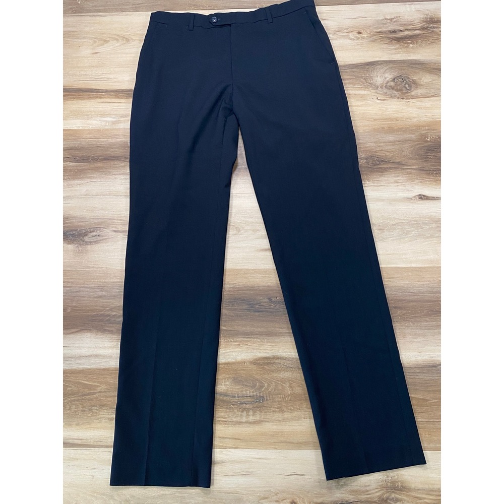 Tommy Hilfiger Dress Pants 34x34 Wool Blend Flat Front Black